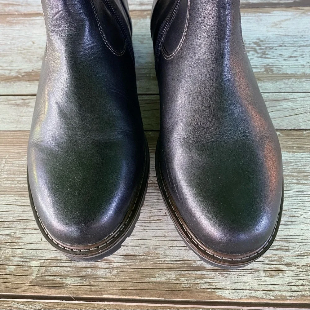 Remonte Black and Brown leather Knee-High riding Boots Size 38 fur lined